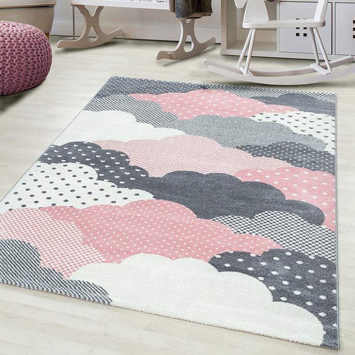 Kindervloerkleed - Bambi Wolken Roze | Speels design