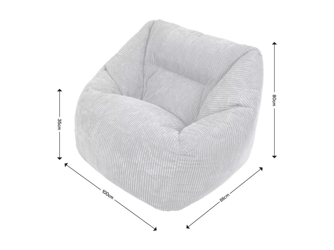 Pouf fauteuil velours côtelé beige - MORGAN