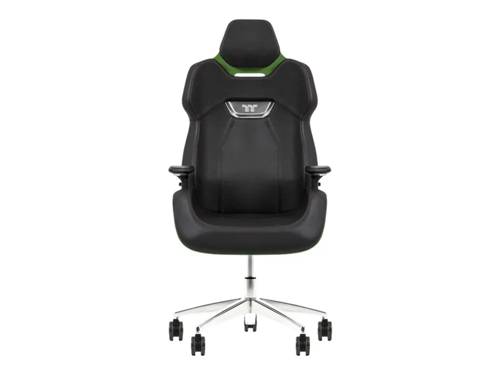 Thermaltake ARGENT E700 - Spillestol - ergonomisk - høj ryg - armstøtter - T-formet - vippe - drejeled - aluminiumlegering, perforeret læder, højdensistets støbt skum - sort, racing grøn