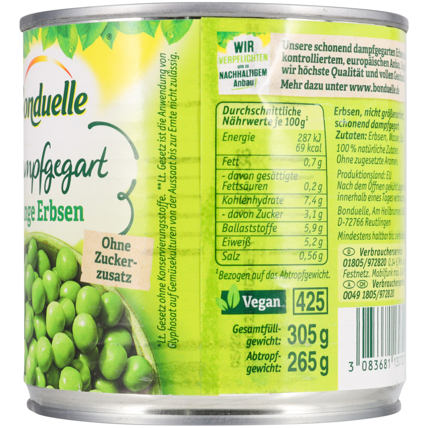 Bonduelle Junge Erbsen Dampfgegart