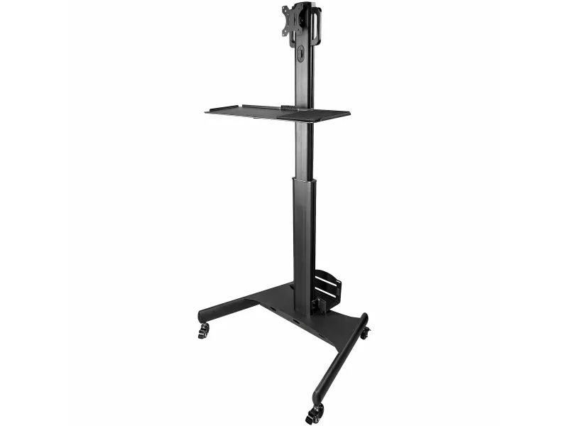 StarTech.com Mobile Workstation Cart with Monitor Mount, CPU/PC Holder, Keyboard Tray, Ergonomic Height Adjustable Desktop Computer Cart, Rolling Mobile Standing Workstation on Wheels - Portable Stand-Up Cart - Vogn med hjul - for LCD-display/PC-udst