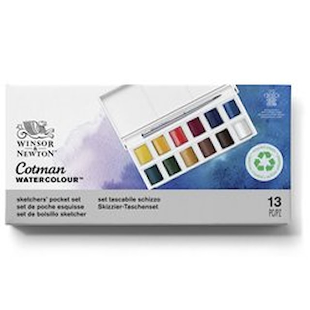 Akvarellfarge Cotman Sketchers Pocket Box 12 halvkopper Winsor & Newton