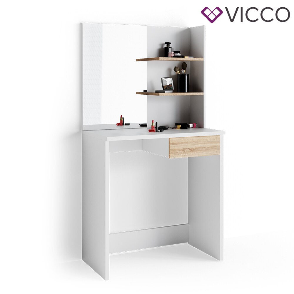 Vicco Schminktisch Dekos Frisiertisch Frisierkommode Kosmetiktisch Weiß Eiche