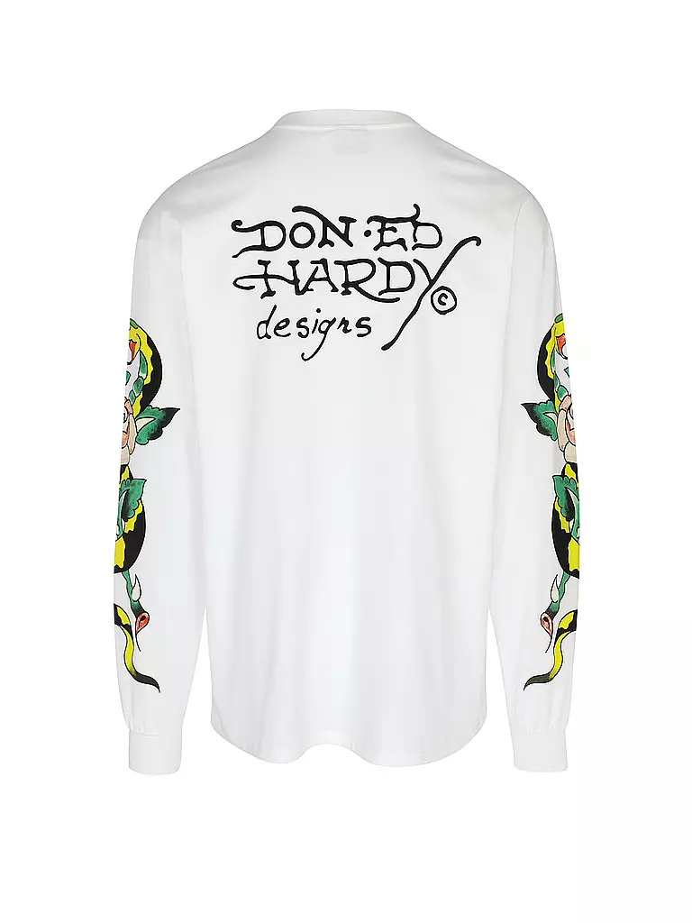 ED HARDY T-Shirt TRUE TILL ROSE SNAKE weiss