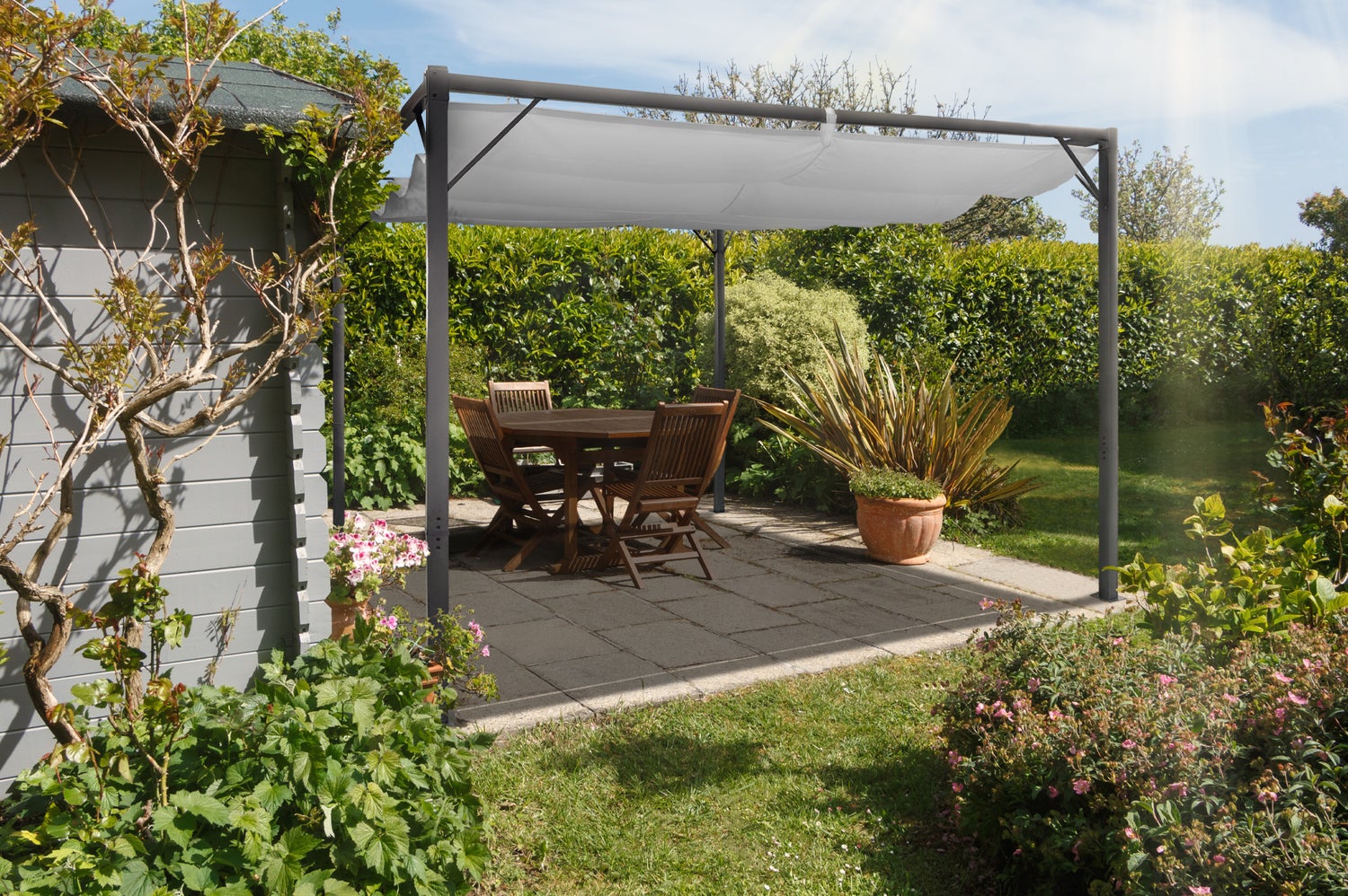 Pergola MARIA 300S300 met uitschuifbaar dak, lichtgrijs