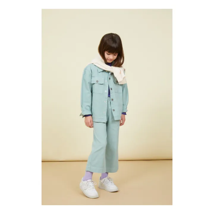 SMALLABLE BASICS Pantalon Droit Fille Elastiqué à la Taille en Denim | Vert Menthe