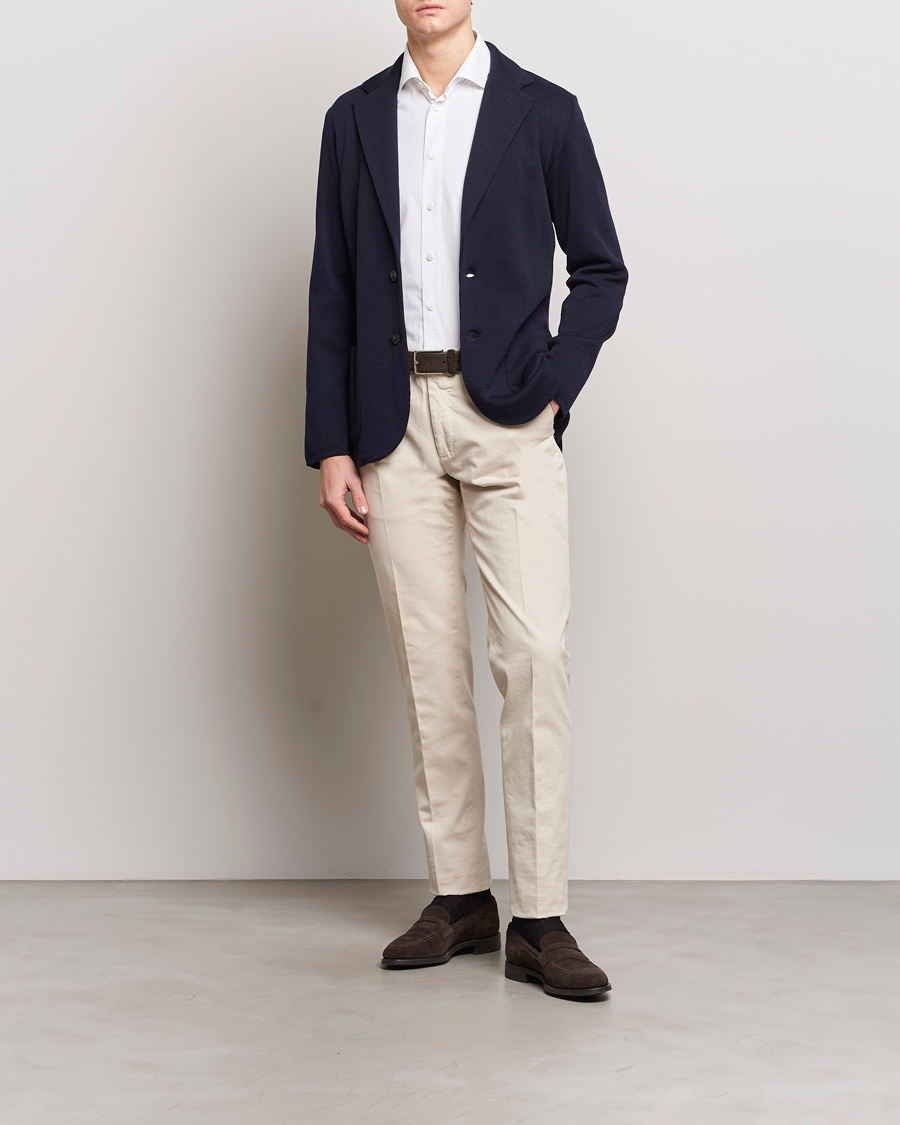 Lardini Knitted Wool Blazer Navy