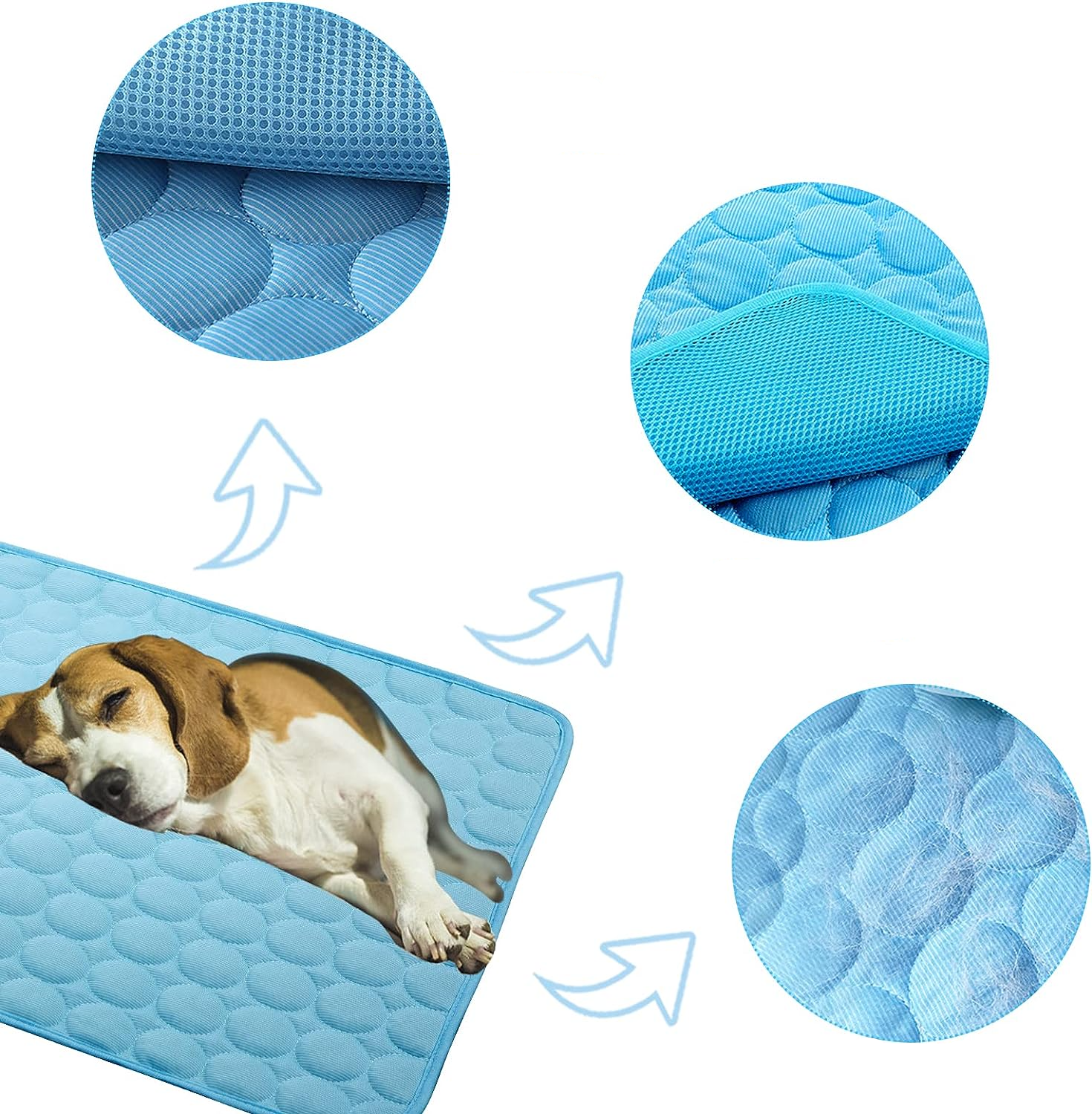 (60x50cm) Kühlende Haustier Matte Wärmeableitendes Bett Kühlkissen für Hunde / Katzen - Blau