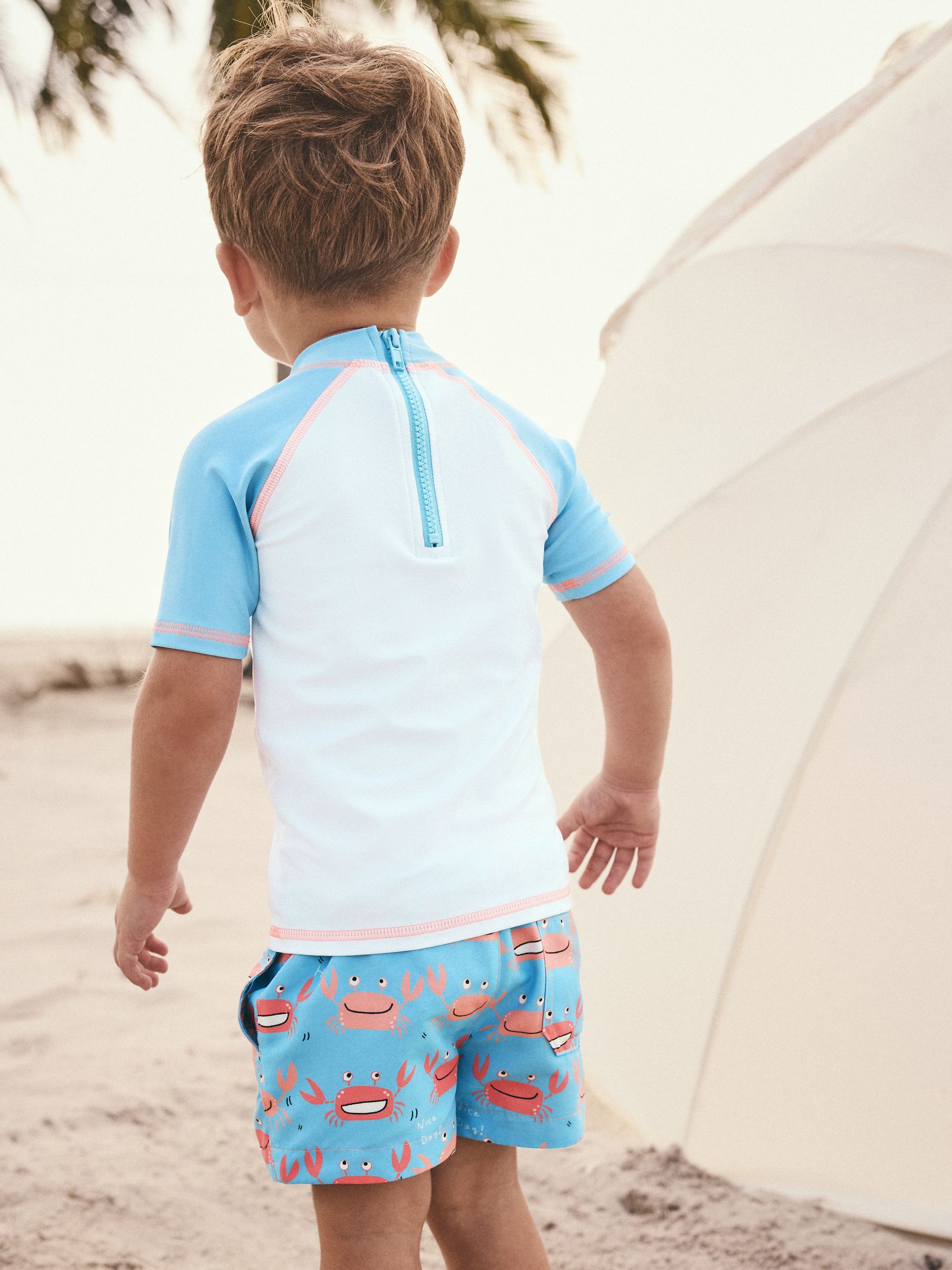 Blauw-witte krab - Set van surfhemdje en shorts (3 mnd - 7 jr)