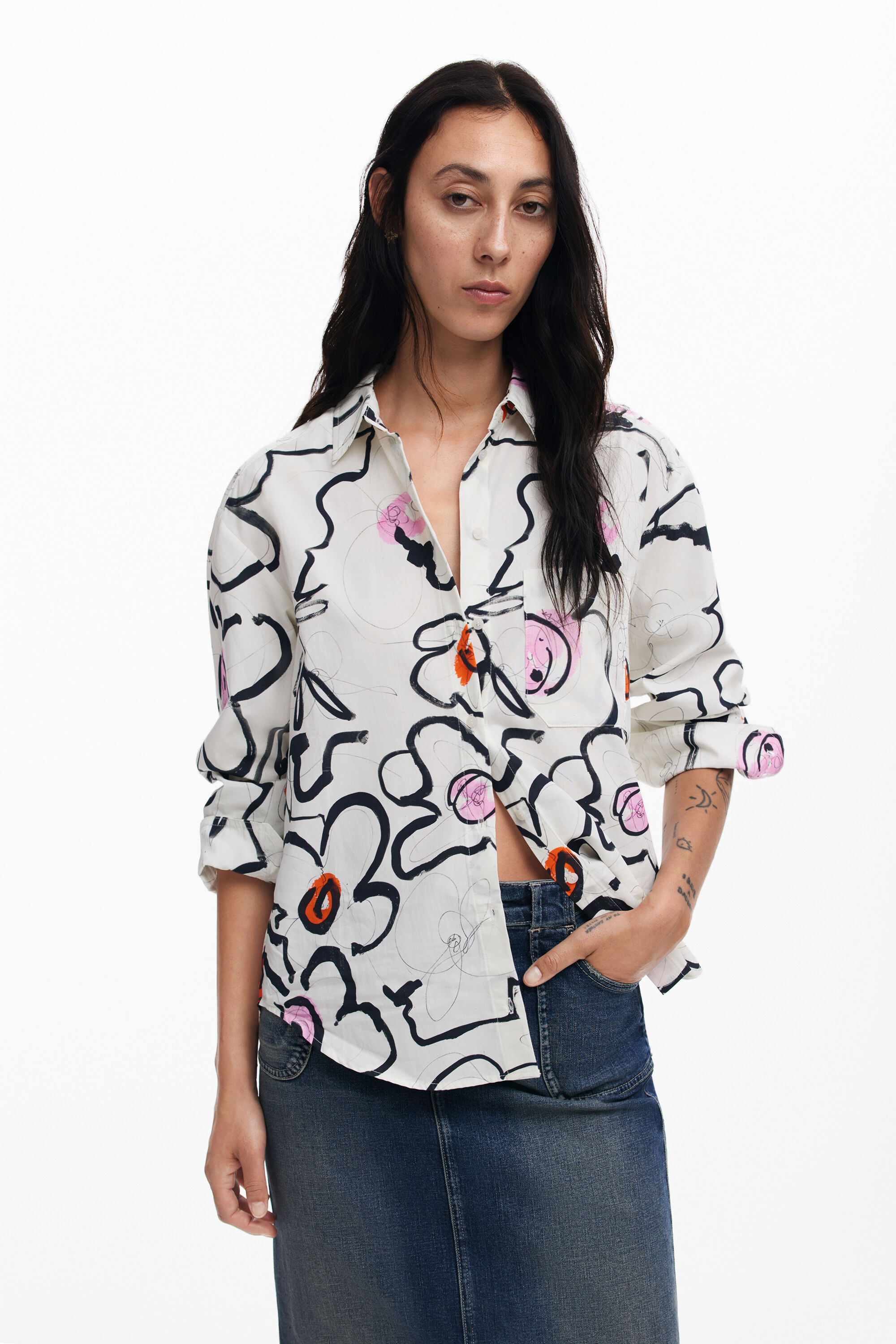 Camisa floral clara