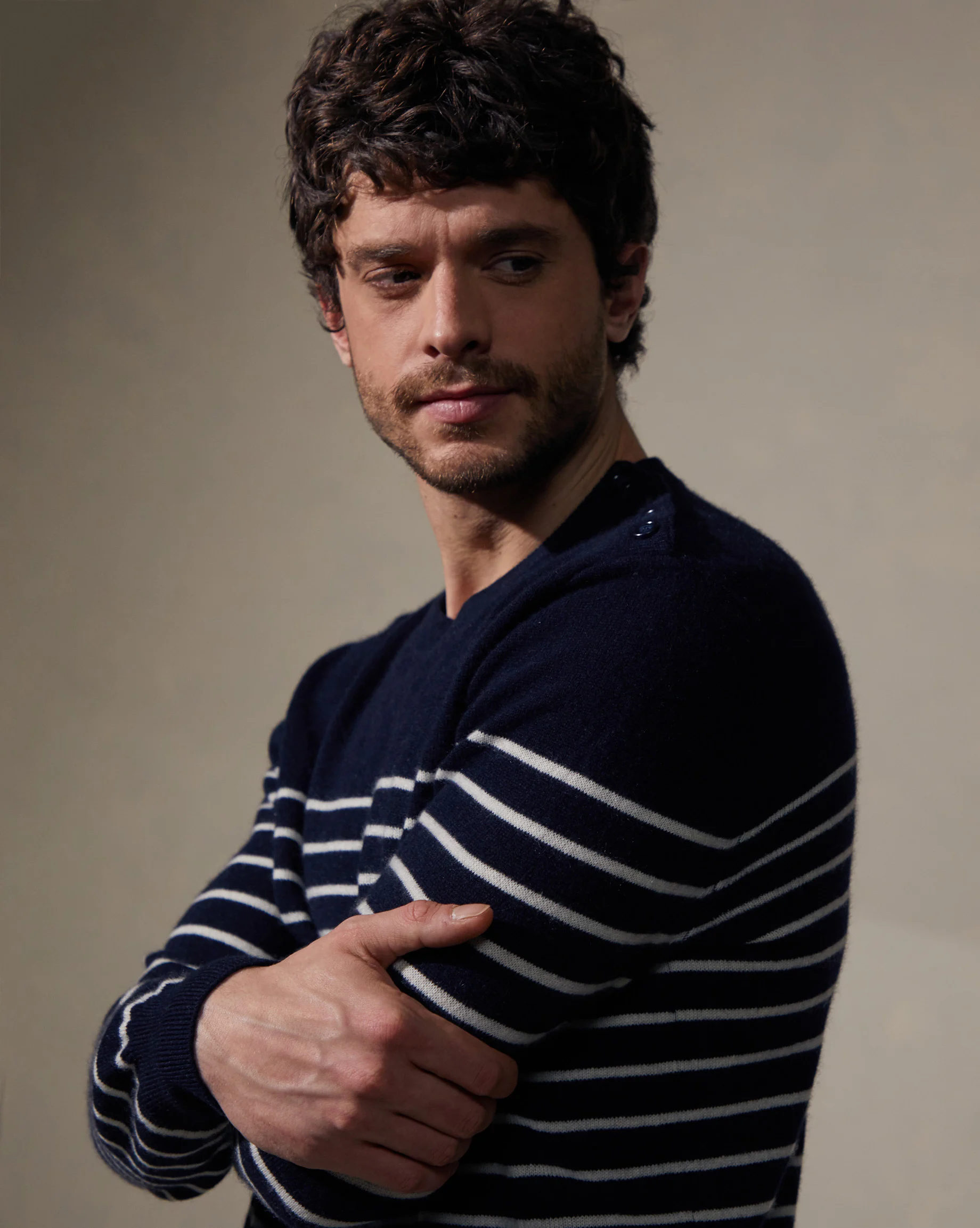 Pull homme marinière cachemire | Bleu