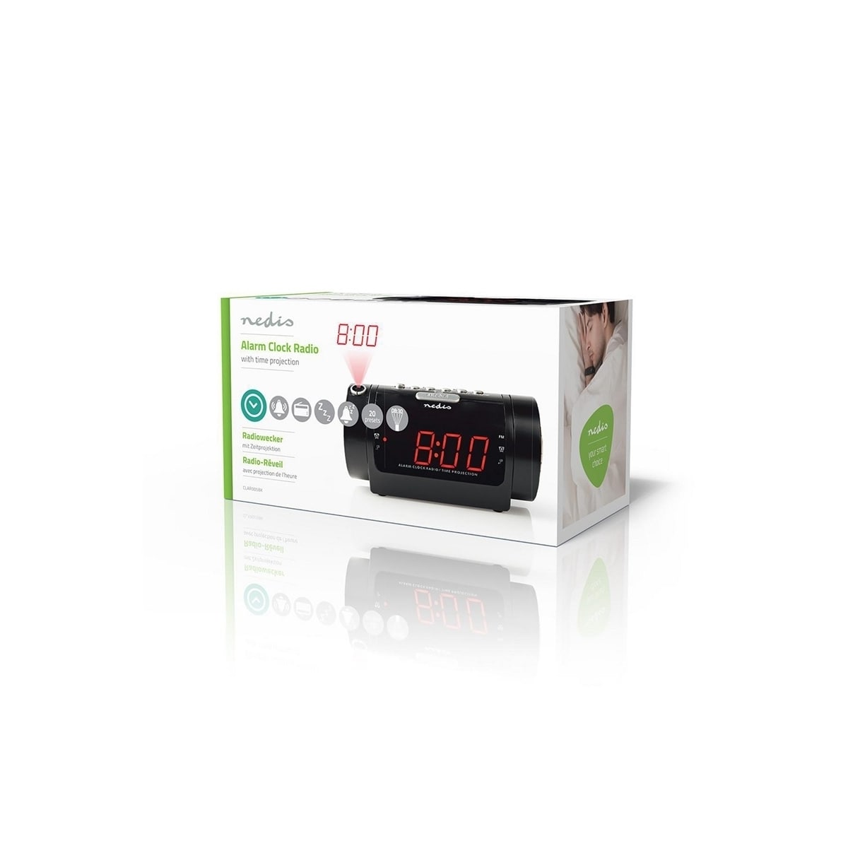 Nedis Digital Alarm Clock Radio | LED Vise | Tidsframskriving | AM / FM | slumrefunksjon | Sleep timer | Antall alarmer: 2 | Sort