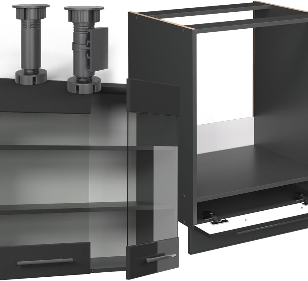 Vicco Eckküche Fame-Line, Anthrazit Hochglanz, 190 x 46 cm ohne Arbeitsplatte