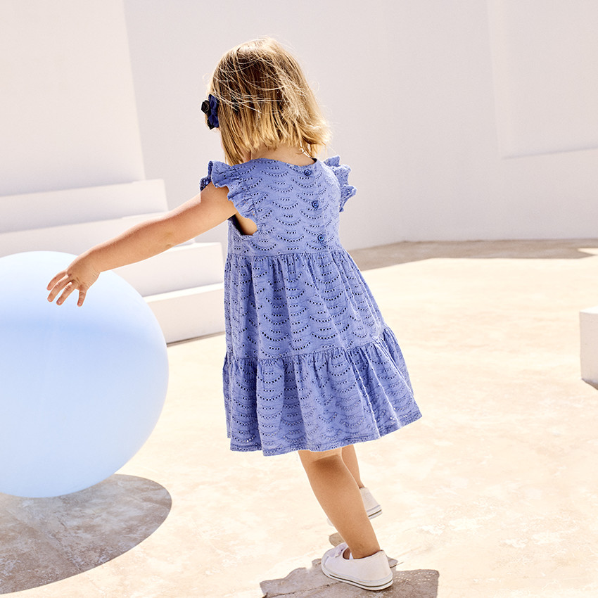Ensemble 2 pièces uni en broderie anglaise pour bébé fille