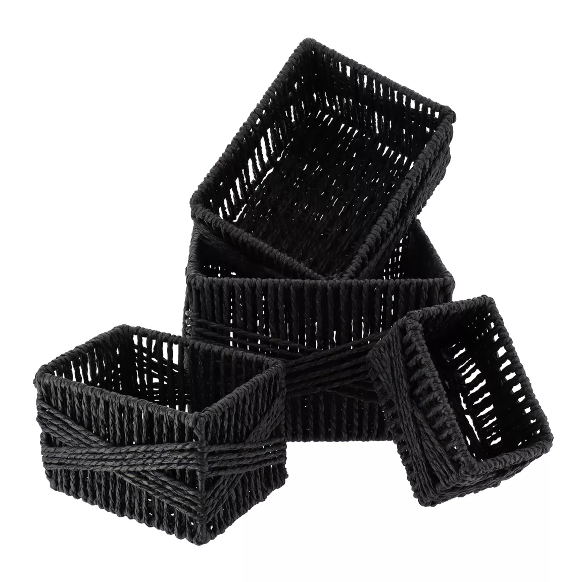 Lot de 4 paniers de rangement (21 x H14 cm) Paper Noir