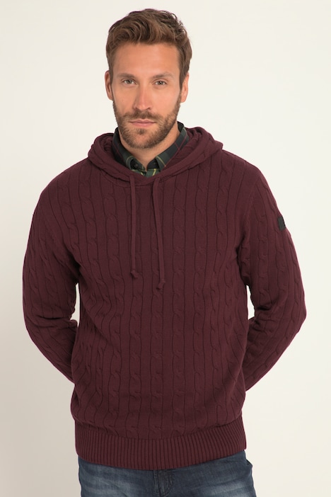 JP 1880 Hoodie, Strick, Zopfmuster, Kapuze, Pullover, bis 7 XL