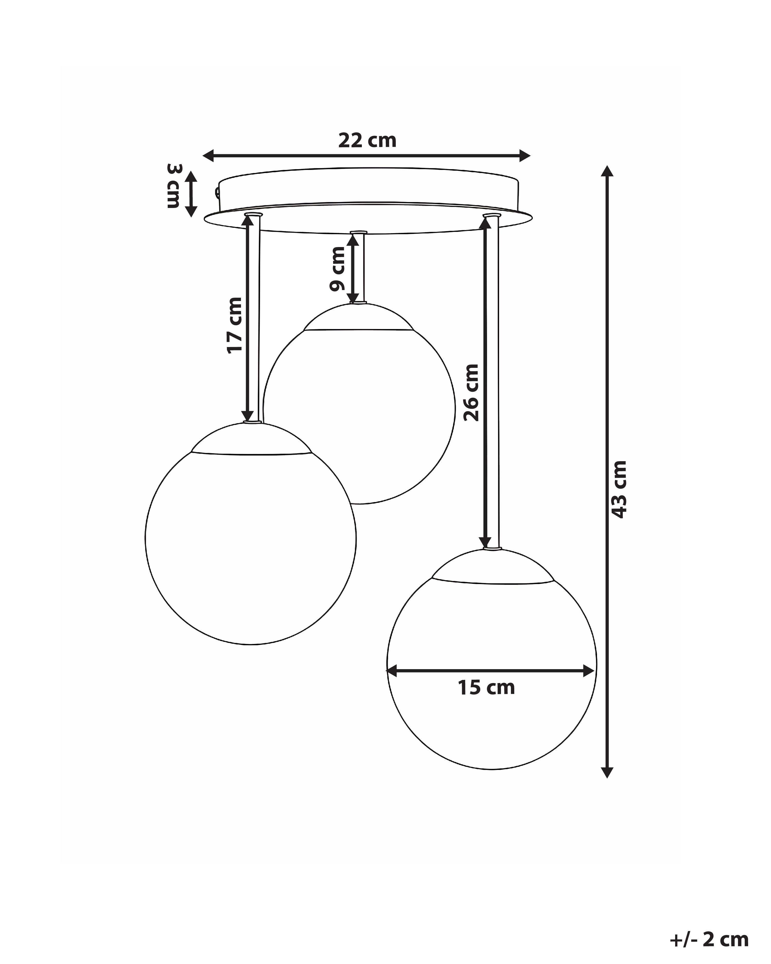 3-lichts hanglamp RIANA Glas Zwart