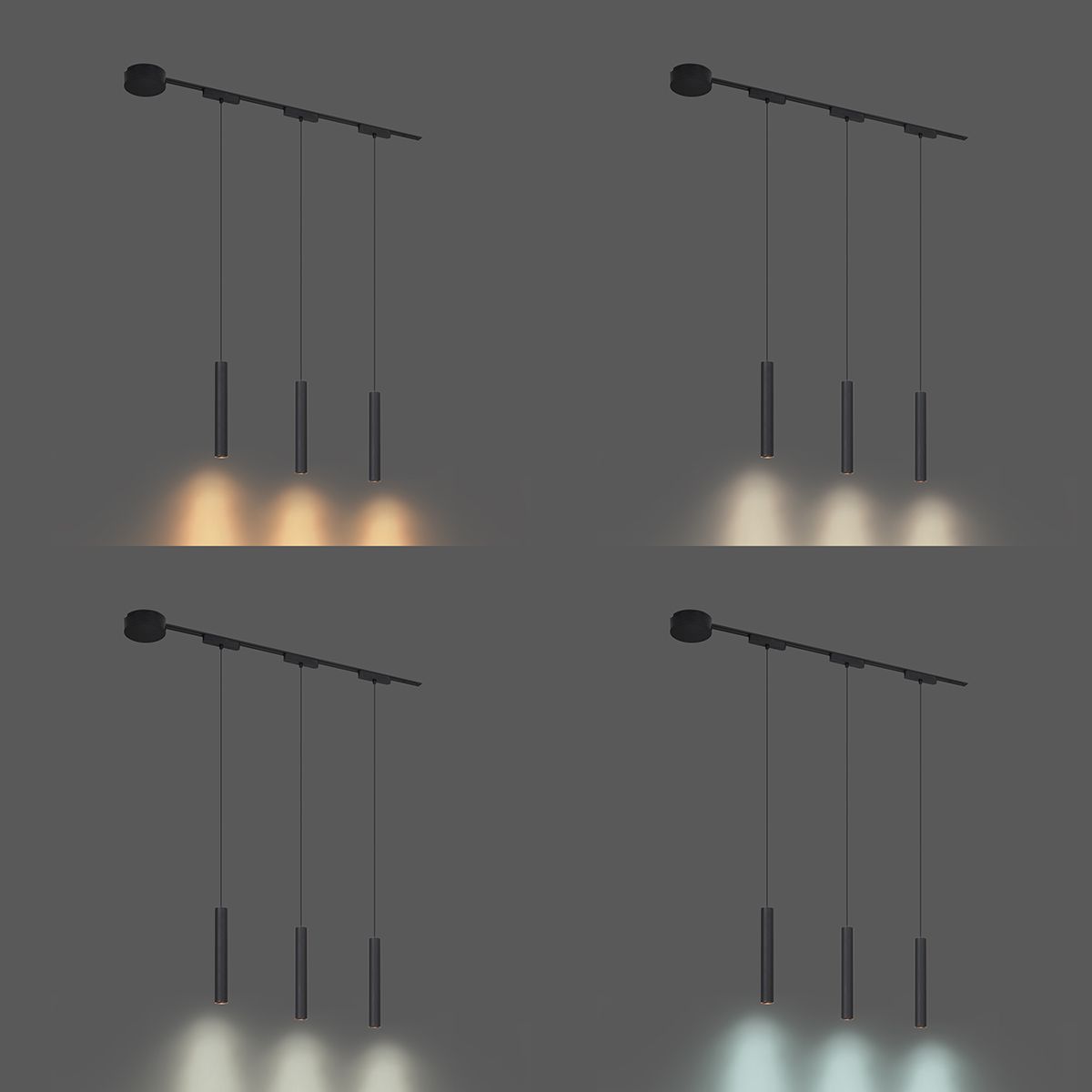 Modern railsysteem met 3 hanglampen zwart 1-fase - Magnetic Cassie
