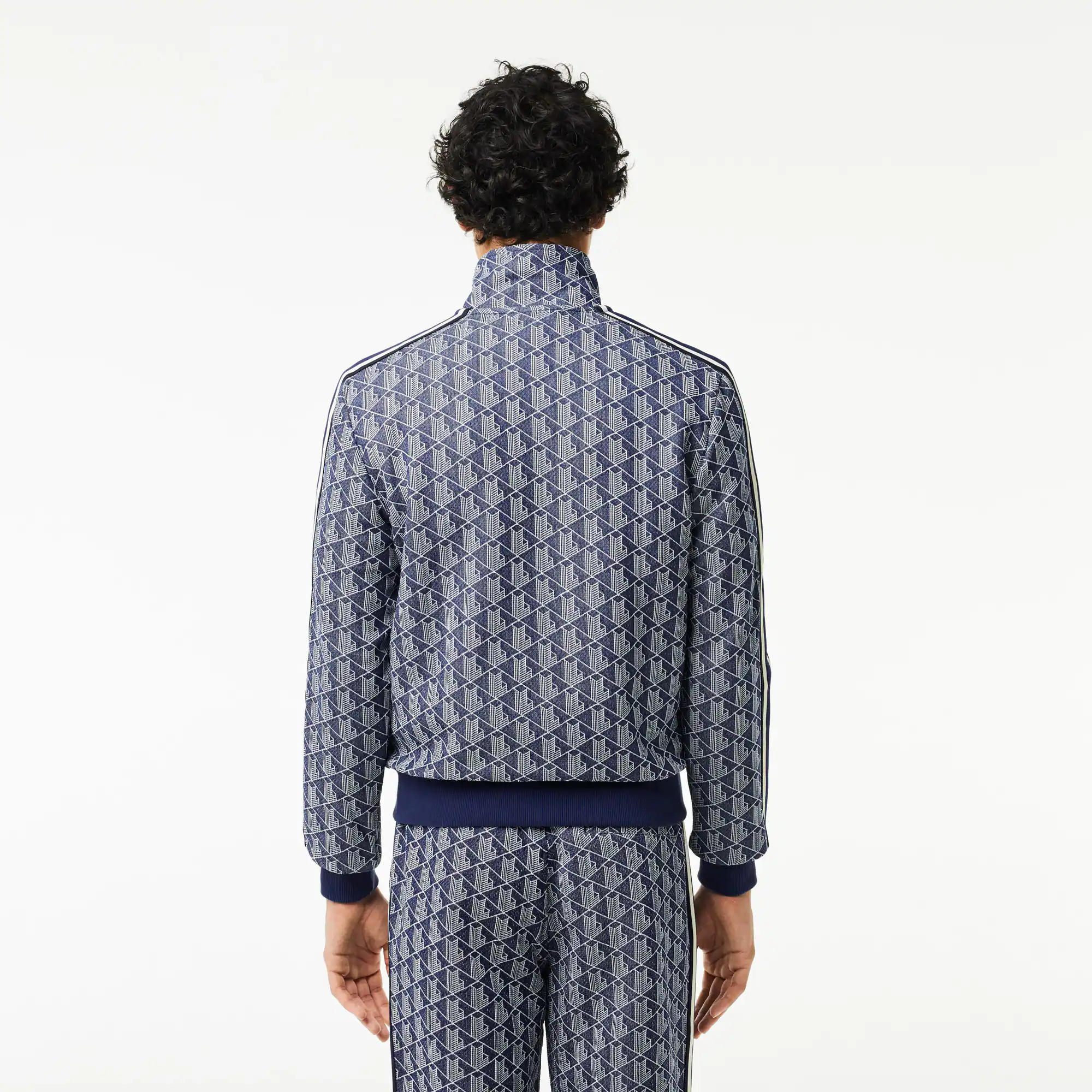Sweatshirt zippé Paris jacquard monogramme Sweatshirts - Bleu - Lacoste - Homme