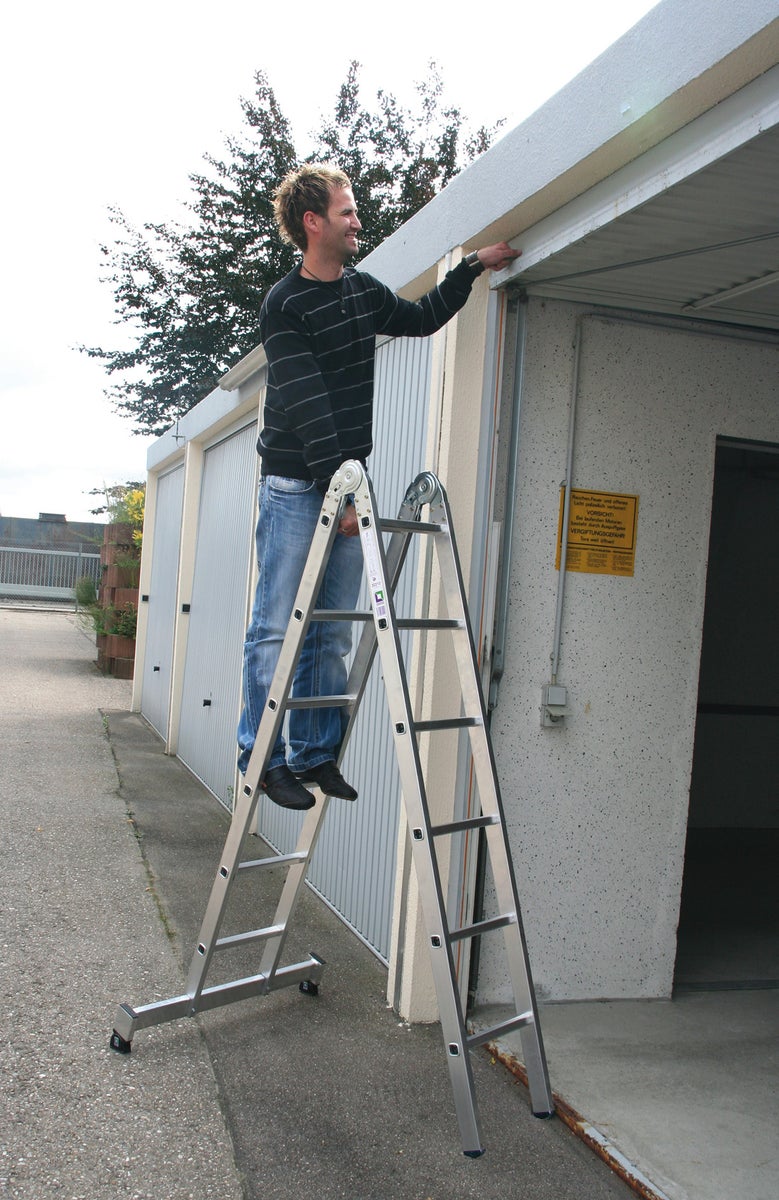 MUNK knikladder met Nivello® dwarsbalk, 2x4 sporten