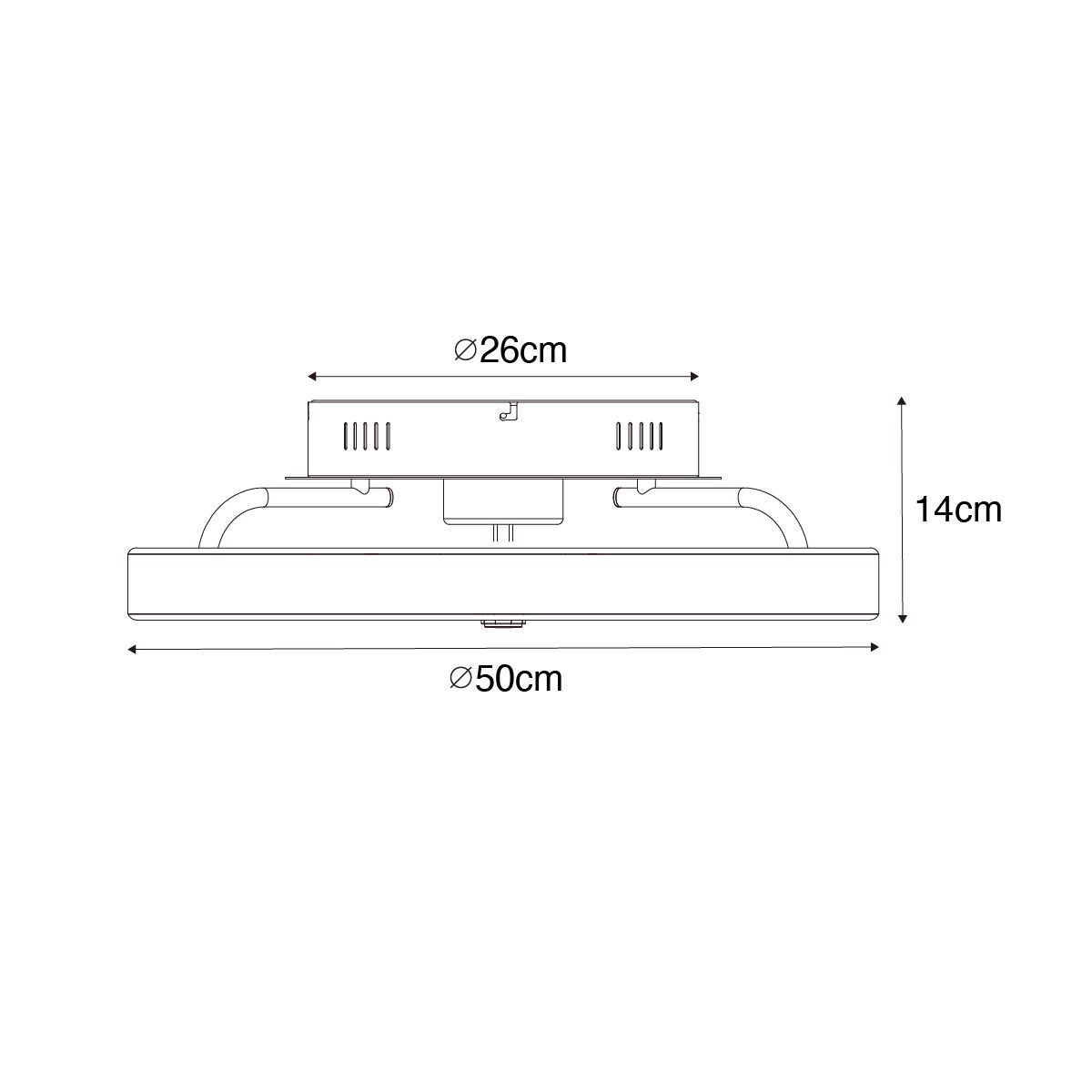 Plafondventilator zwart 50cm incl. LED dimbaar met afstandsbediening - Maddy
