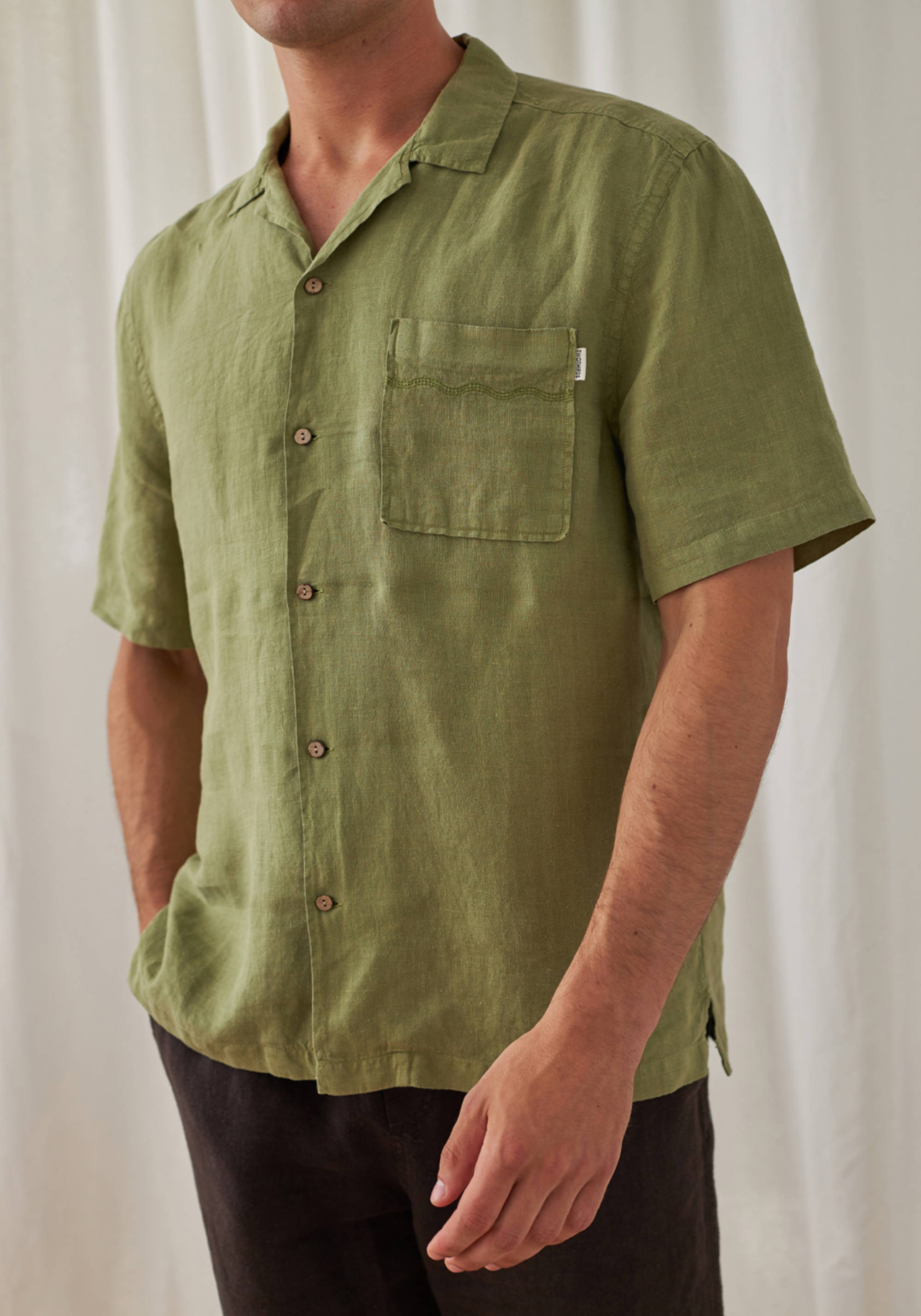 Twothirds Leinenhemd Olorua Sage Green