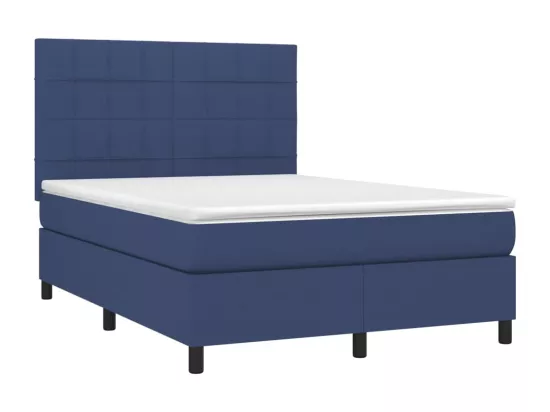 Sommier tapissier avec matelas et LED Bleu 140x190 cm Tissu