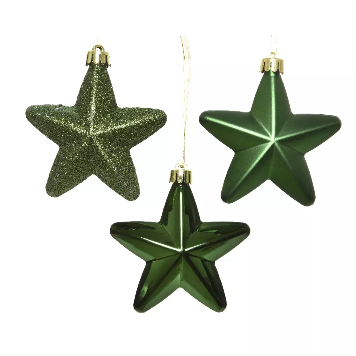 Lot de 6 étoiles de Noël à suspendre (H7 cm) Alpine Vert sapin