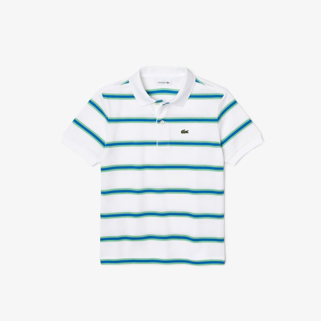 Polo garçon Lacoste à rayures en petit piqué de coton Polos - Blanc - Lacoste - Enfant