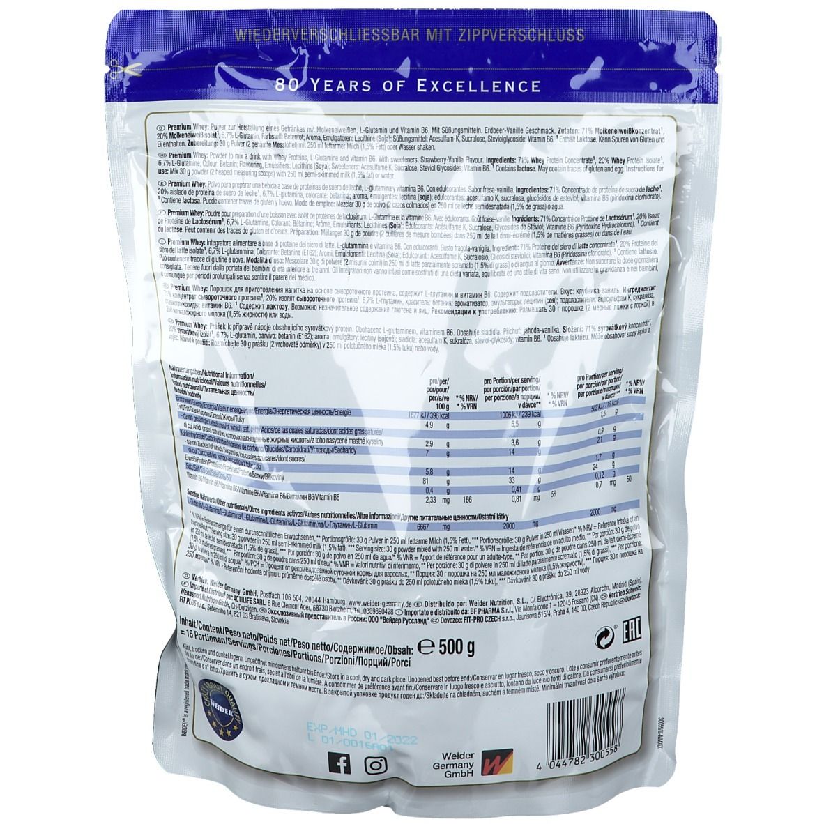 Weider Premium Whey Erdbeere-Vanille