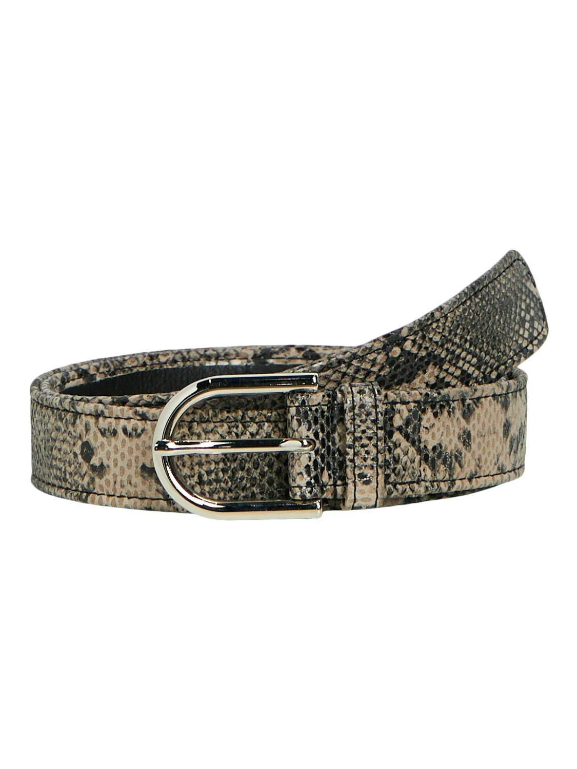 OBJECT leren riem OBJBECCA met slangenprint taupe