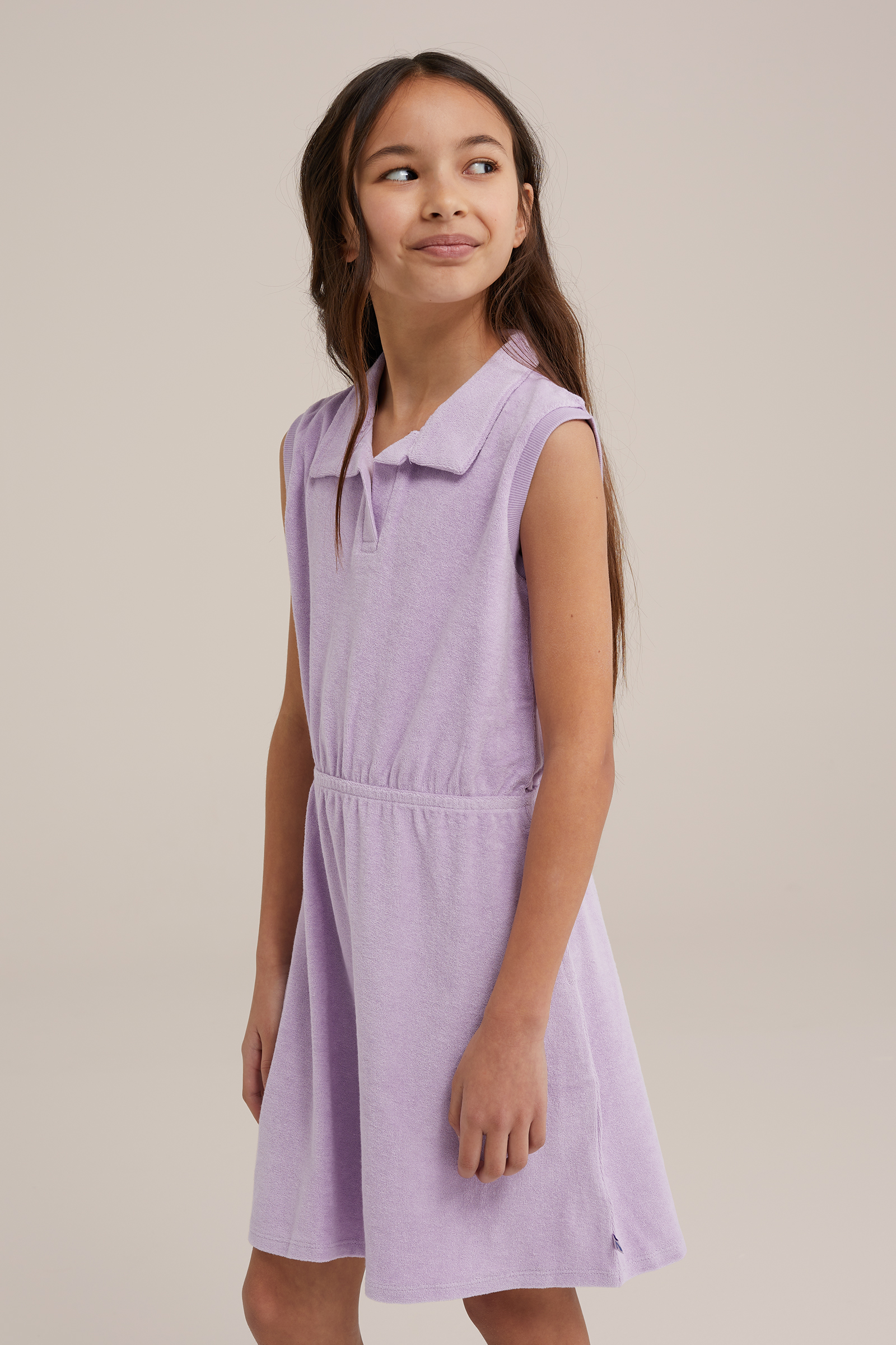 Meisjes jurk van badstof WE Fashion Lila