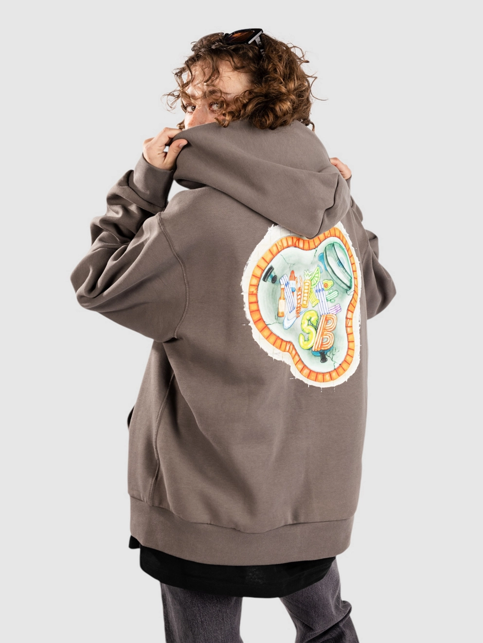 Nike SB Fleece Pull-Over Skate Zip Hoodie cave stone/white