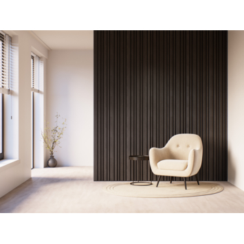 Kleurstaal lattenwand Decowall Acoustic Blend lava eiken 30x25cm