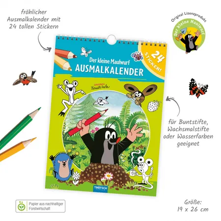 Trötsch Ausmalkalender immerwährend Der kleine Maulwurf