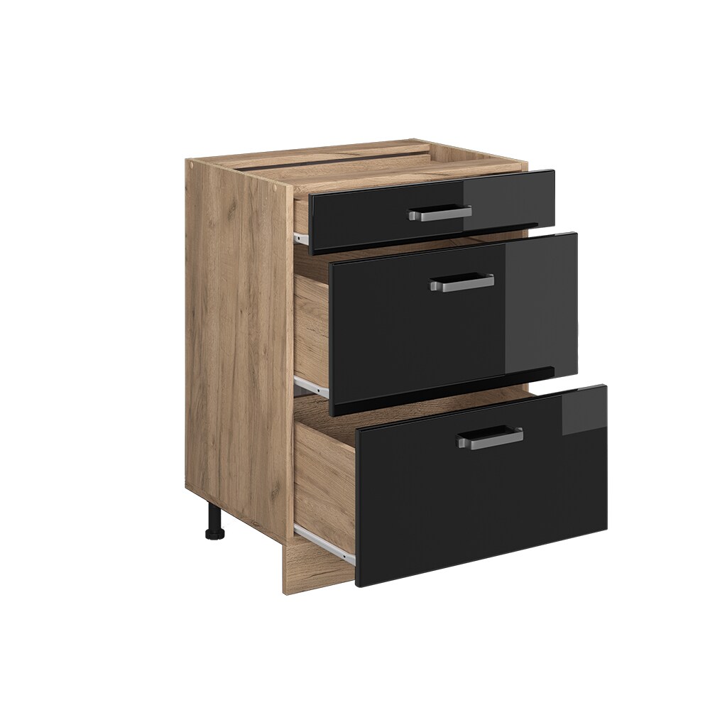 Vicco Schubladenunterschrank Küchenschrank R-Line Solid Eiche Schwarz 60 cm modern
