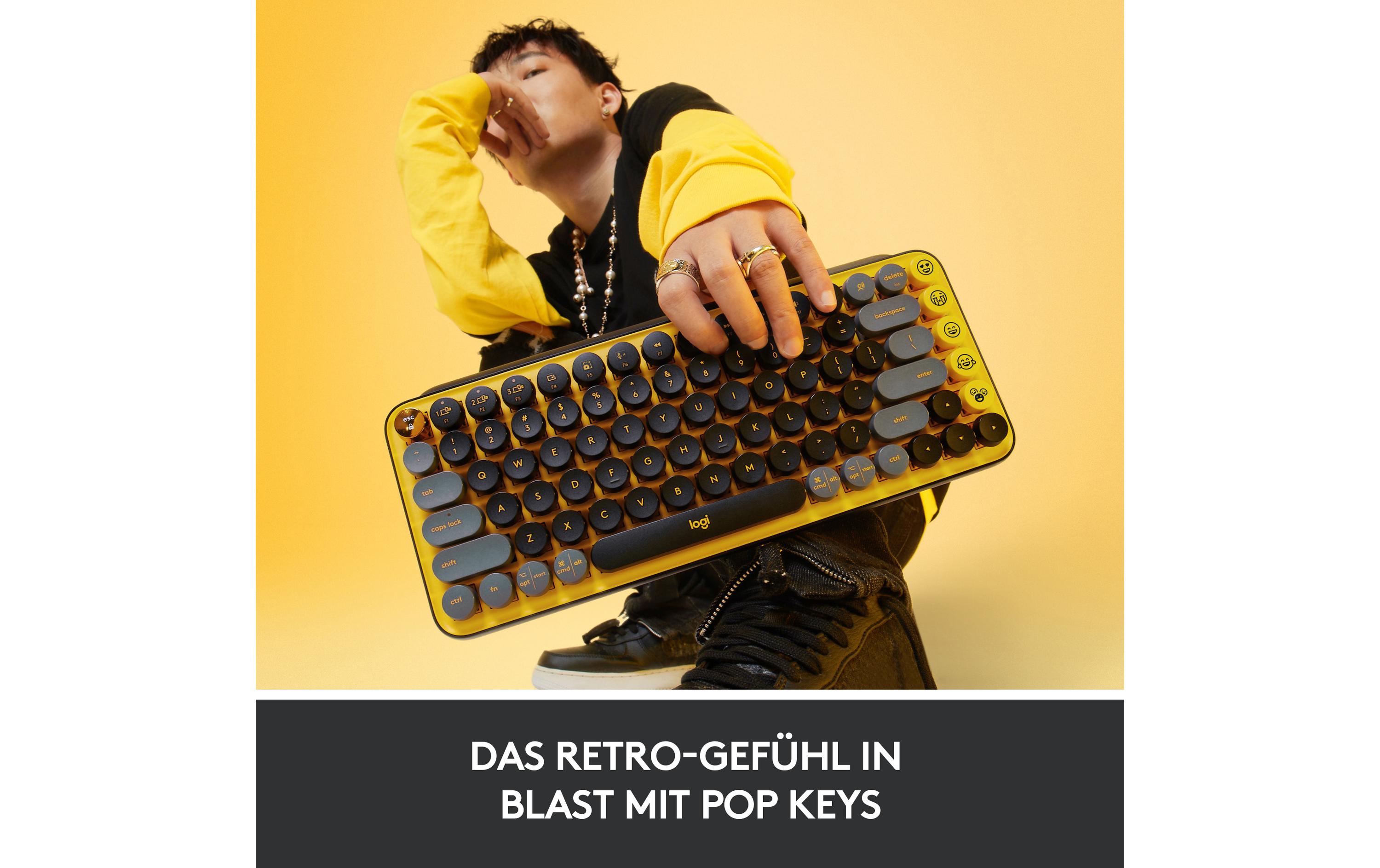 Tastatur POP Keys Blast Yellow<br>Kabellose mechanische Tastatur mit austauschbaren Emoji-Tasten