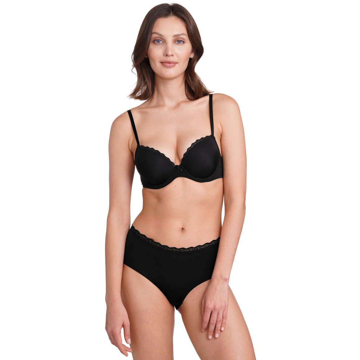 Gina Benotti 3 Damen Pantys mit Spitzenbund schwarz