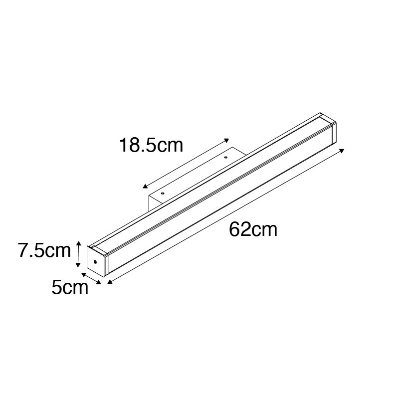 Badkamer wandlamp messing 62 cm incl. LED IP44 - Cascada