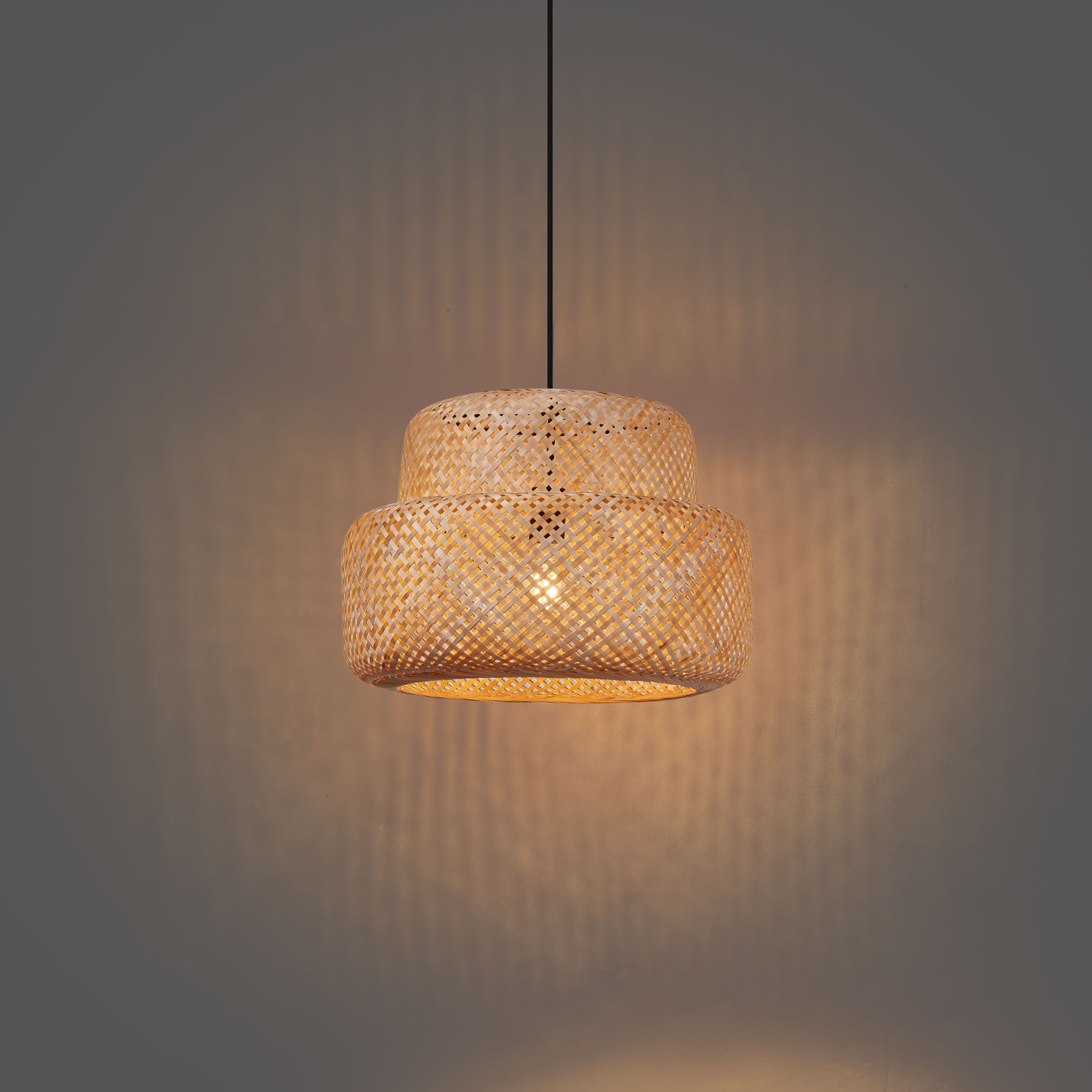 Japandi hanglamp zwart met bamboe- Kea