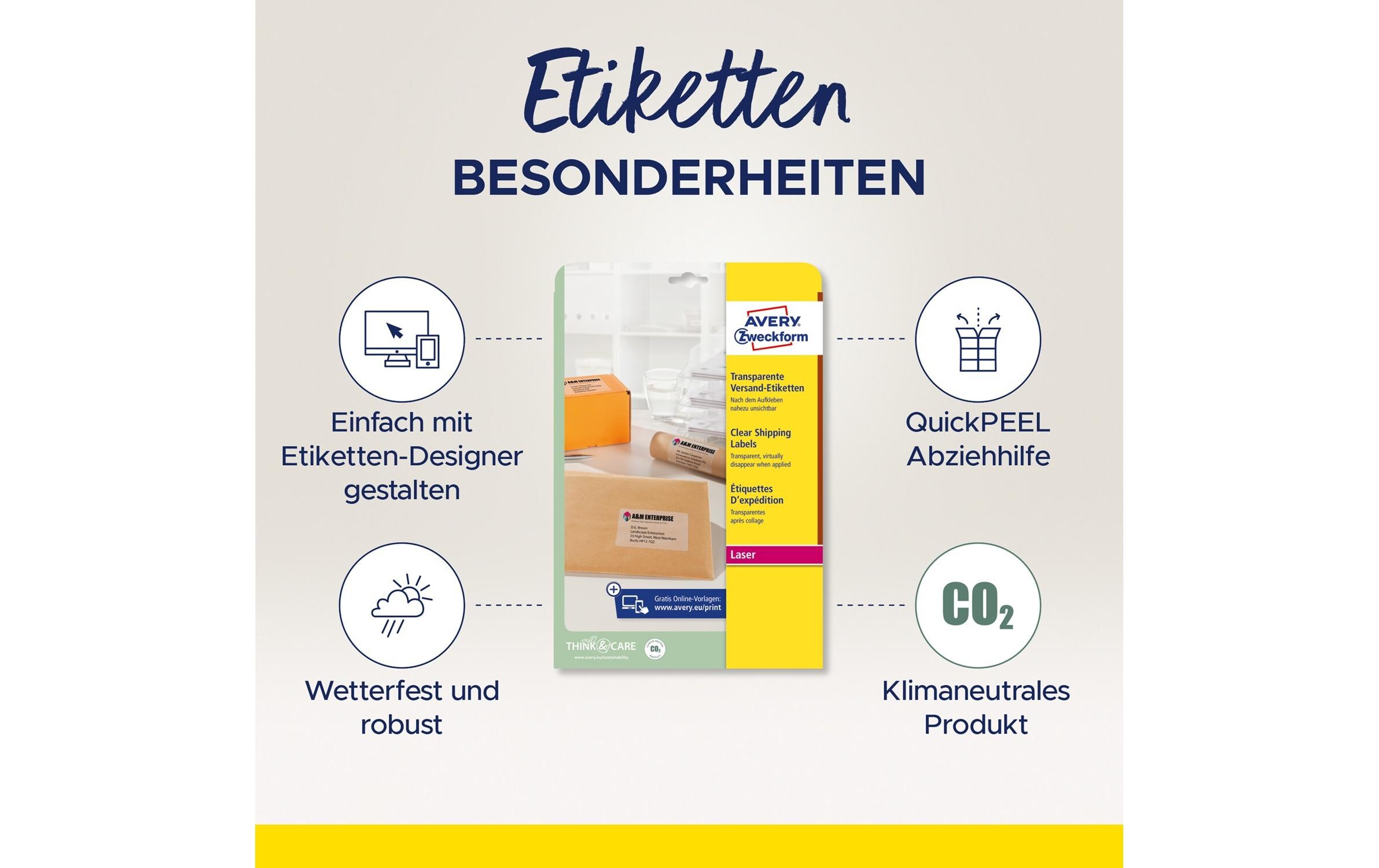 Versand-Etiketten 210 x 297 mm L7567 TransparentLassen Sie Ihre Post Farbe zeigen!