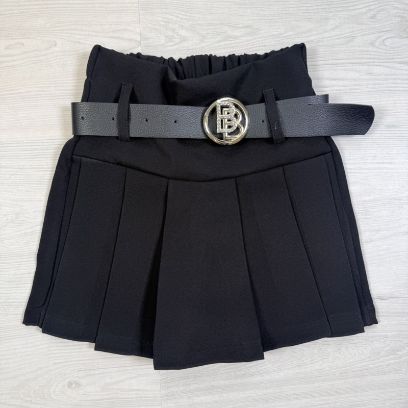 Luxury Pleated Skort with Belt - zwart
