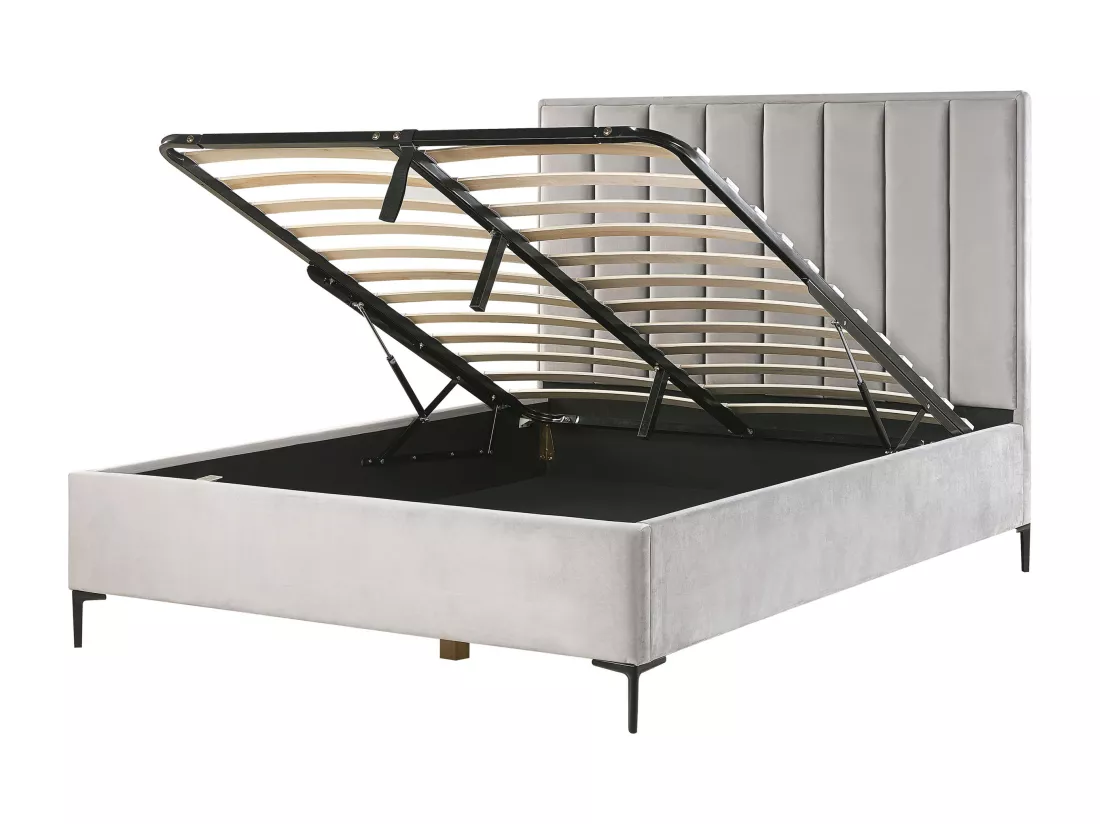 Ensemble de chambre Velours SEZANNE 160 x 200 cm Gris clair