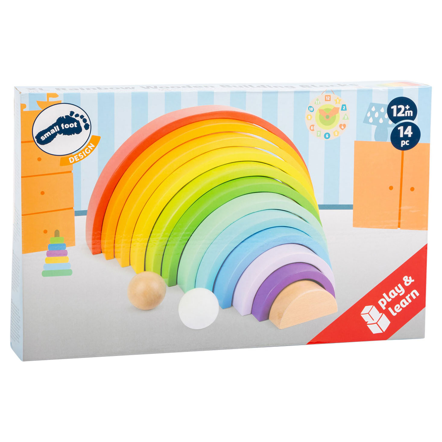 Small Foot-Houten Bouwblokken Regenboog XL, 14dlg.