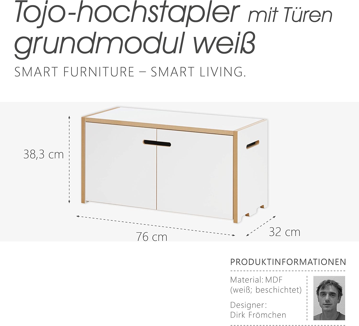 Tojo Hochstapler | modulares Regalsystem Verschiedene Module für Wandregal/Bücherregal/CD Regal | MDF Regal (weiß, Grundmodul mit Türen)