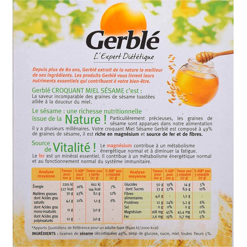 Croquant miel sésame Gerblé x 3 - Étui de 27 g