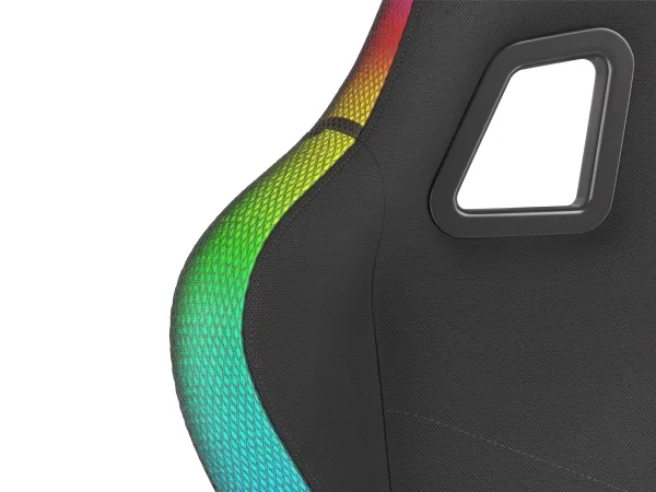 Genesis Trit 500 RGB - Stol - ergonomisk - lænestol - armstøtter - T-formet - vippe - drejeled - tekstil, PU syntetisk læder - sort