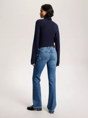 Calça jeans bootcut de cintura média com barra desfiada