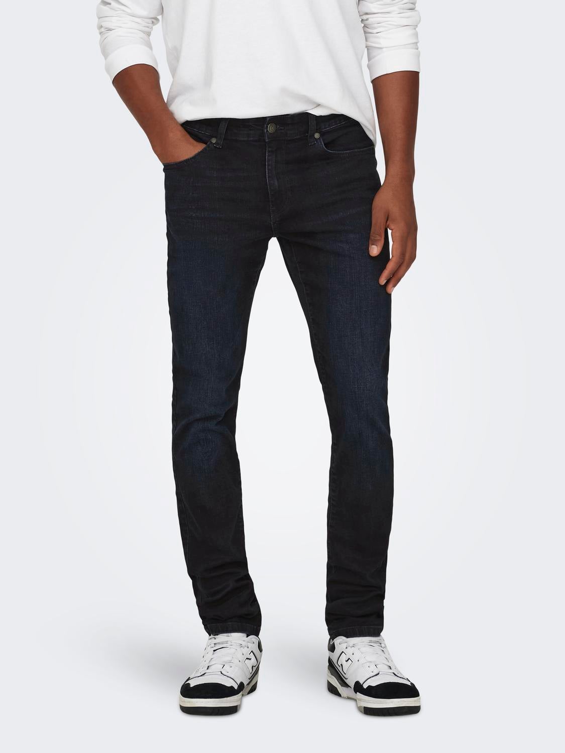 ONSLOOM Mittlere Taille Slim Fit Jeans Blue Black Denim