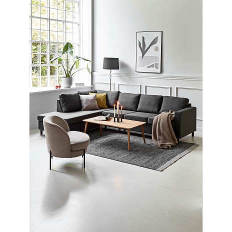 Oslo venstrevendt open-end sofa med sorte træben - mørkegrå